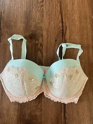 Victoria’s Secret Dream Angels Lined Demi Lace Sequin Bra 34DD • $17.99