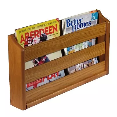 Wooden Mallet Doublewide Oak Magazine Rack Wall Mount Or Tabletop Medium Oak • $63.75