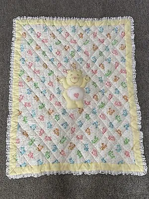 Vintage CARE BEARS Baby Crib Nursery Bedding Set Blanket And Bed Skirt 1984 READ • $39.59