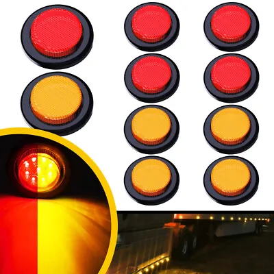 Red + Amber 2  LED Marker Lights Truck Trailer Side Bullet Truck Bus RV 10PC EXC • $26.99