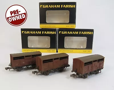 N Gauge Farish 3x BR Bauxite Cattle Wagons Weathered 373-262A 2x 373-260B (C63) • £39.95