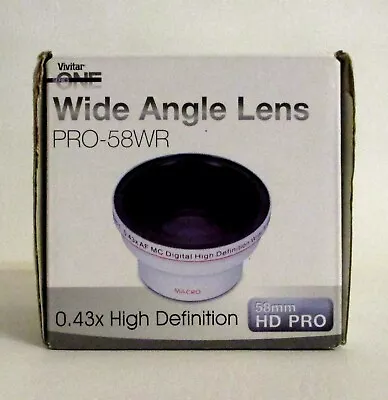 New Vivitar PRO-58WR Wide Angle Lens 0.43x High Definition 58mm HD Pro • $19.99