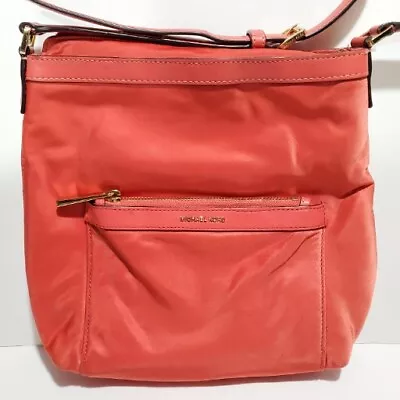 Michael Kors Leather Hobo Bag Purse Orange Pink Salmon Beautiful Color Handbag • $48.88