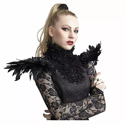 Adult Womens Gothic Raven Queen Halloween Costume Feather Shoulderpad Collar • $21.80