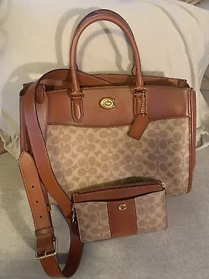 Coach CE731 Brooke Carryall In Signature Canvas Leather Tan Rust Large Bag • $350