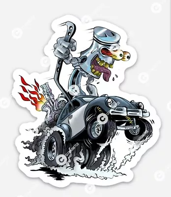 VW Bug STICKER - Volkswagen Piston Old School  Ratfink Rat Fink Classic • $5.49