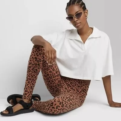 NWT Wild Fable Women's High Waisted Classic Leopard Print Leggings Brown Medium • $9.77