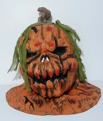 Vintage Scary Evil Pumpkin Gauze Ghoul Mask Halloween Prop Horror Jack-O'-Lanter • $29.95