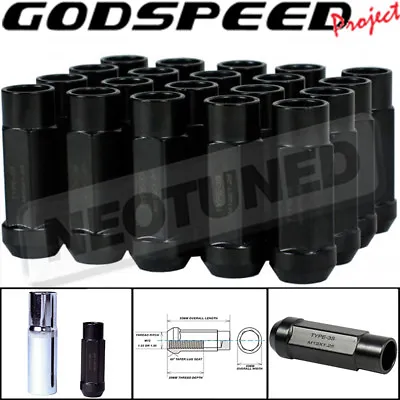 GODSPEED Black M12 X 1.25mm Type3-X 55MM Steel Wheel Lug Nuts For WRX STI 240sx • $51