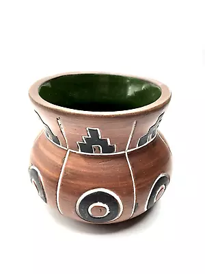 Vintage SOUTHWEST Aztec POTTERY VASE Leopoldo De Mexico NATIVE VESSEL Boho Decor • $25