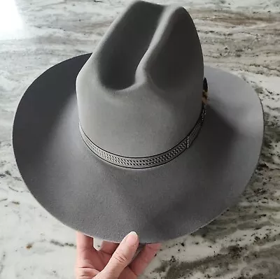 Resistol 3X Beaver Western Cowboy Hat Granite Gray 7 1/2 Vintage - SHARP! • $149.99