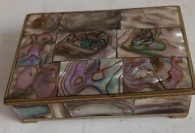 Abalone Trinket Box Mother Pearl Jewellery Lined Rare 8x6cm Granny Barbie Core • £37.50