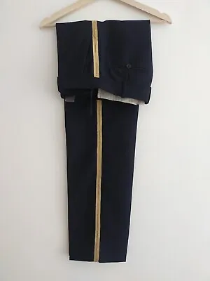 Zadig & Voltaire Navy Military Trousers Size 34 UK 6 8 10 Side Gold Trim Used • £29.99