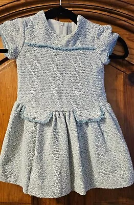 Mayoral Myrl Department Toddler Girls Size 4T Blue White Silver Boucle Dress • $19.99