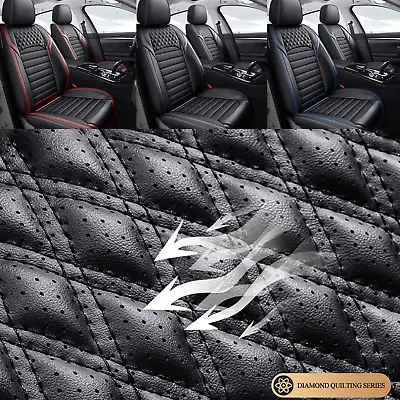 PU Full Set Universal Car Seat Covers 5 Seats Front Rear Protector Cushion HOT • $76.94