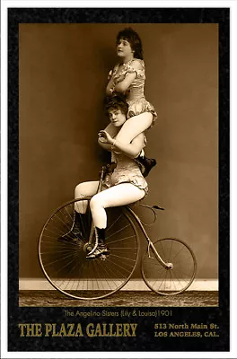 ANGELINO SISTERS Acrobats Circus Sideshow Vintage Photograph Cabinet Card CDV RP • $10.99