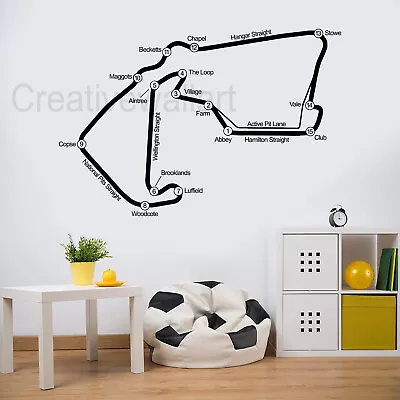 Silverstone Circuit Layout Wall Sticker Formula One Race Track Race Cars Motors • £8.95