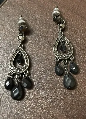 Vintage Monet Marcasite Dangle Earrings • $11