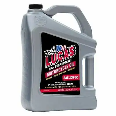 LUCAS OIL SAE 20W50 Wt Motorcycle Oil 5 Litres - 40774 • £36.63