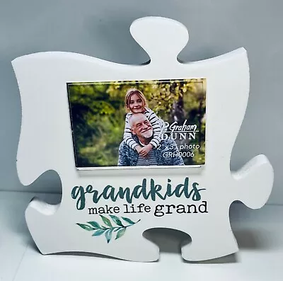 P Graham Dunn Puzzle Piece Picture Frame Wood Wall Hanging GRANDKIDS MAKE LIFE.. • $19.88