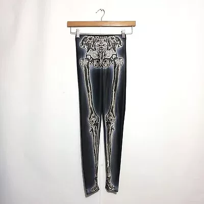 £18.23 • Buy BlackMilk Leggings Sz XS Black Skeleton Print Bones Stretch Activewear Fashion 