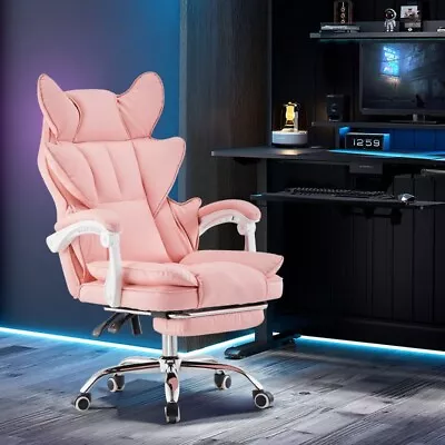 Gaming Racing Chair Office Chair Adjustable Swivel Footrest Faux Leather Padded • £79.99