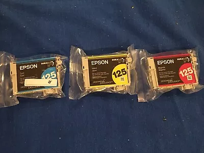 Genuine Epson 125 Ink Cyan Yellow & Magenta SEALED No Box • $16.99