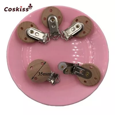 Round Wooden Baby Clip Pacifier Small Baby Wood Beech Diy Pacifier Clips 20pcs • $26.77