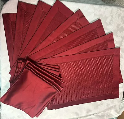 8 Deep Red Tone On Tone Placemats With Matching Napkins EUC • $35