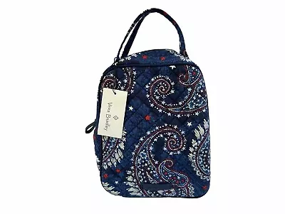 Vera Bradley Iconic Lunch Bunch Fireworks Paisley Red White Blue Lunchbox NEW • $19.99