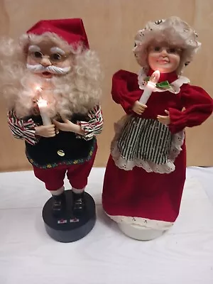 2 🎅 Santa Mrs Claus 18  Animated Dolls Music Candle Light Christmas Working • $49.02