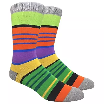 2 Pack Striped Best Men's Mid-Calf Cute Funky Colorful Cotton Dress Socks  • $11.49