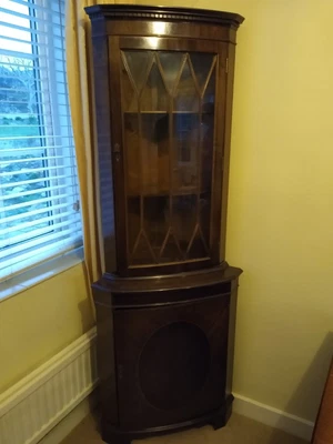 £0.99 • Buy Mahogany Corner Display Cabinet With Glass Door