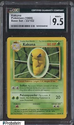 1999 Pokemon Base Set #33 Kakuna CGC 9.5 MINT+ • $9.50