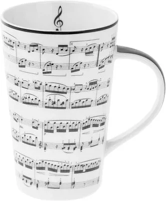 Music Notes White Latte Mug Tall Coffee Cup New In Box • £5.99