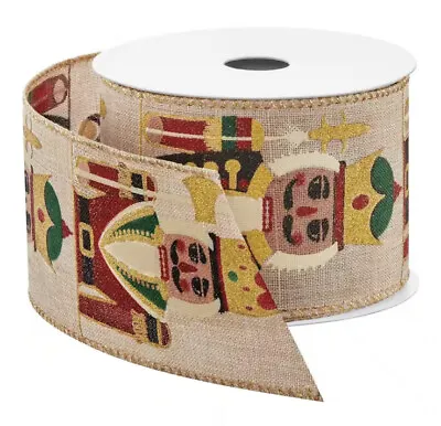 Home Accents Holidays- Fabric Nutcracker Wired Ribbon. 30 Ft. 2.5  Wide • $24