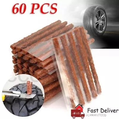 60PCS Tire Repair Plugs Tubeless Seal Patch Tire Rubber Strips Self Vulcanizing • $6.89
