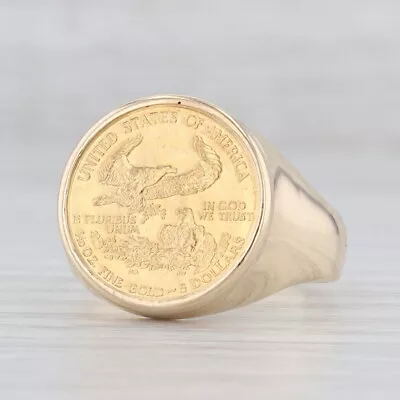 Authentic American Gold Eagle Coin Ring 10k 22k Gold Size 11 1/10oz 5 Dollars • $1249.99