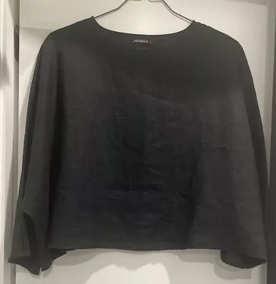 Vintage Japanalia Free Size Cropped Black T-shirt 100% Linen • $24