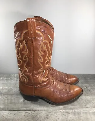 Tony Lama CZ872 Brown Rodeo Leather Cowboy Western Mens Boots Size 10.5 Vintage • $118.99