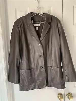 Men's Genuine Lamb Leather Blazer Suit Jacket Sz XL Dark Brown  • $50