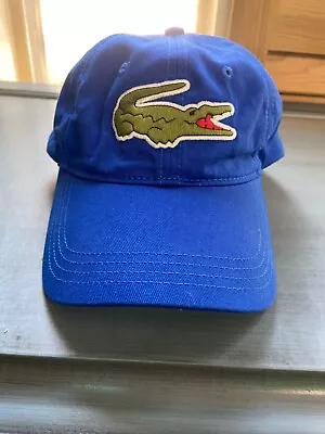 Royal Blue Unisex Lacoste Oversized Crocodile Cotton Cap-EUC • $25