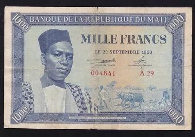 Mali ---  1000  Francs  1960 ---- F ------ • $59.99