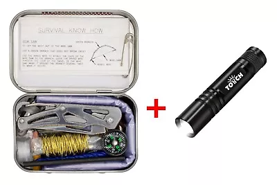 54 Pc EDC Survival Kit In A Tin + Torch  For Emergency Camping Hiking Gift • $24.99