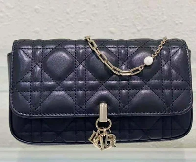 £785.31 • Buy Authentic Lady Dior Phone Pouch Bag Black Crossbody Gold Chain Handbag Women 