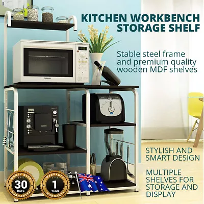 Brava Kitchen Workbench Organizer Storage Shelves Islands/Carts Walnut & Steel • $299.99