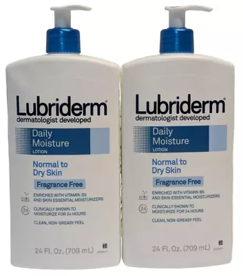 Lubriderm Daily Moisture Body Lotion Fragrance-Free 24 Oz 2 Pack Normal Dry Skin • $22