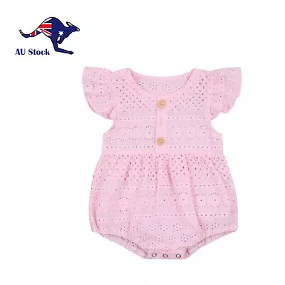 Baby Toddler Girl Clothes Summer Eyelet Lace  Cotton Romper  • $12.50