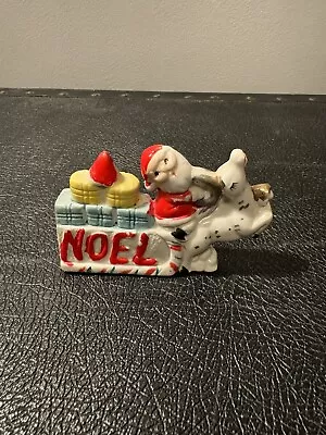 Vintage Christmas Noel Santa On Sleigh With Reindeer Ceramic Figurine *read • $32