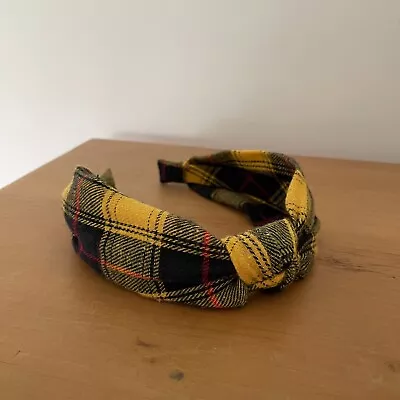 Plaid Headband / Hairband / Alice Band | Navy Yellow & Red | Worn Once • £2